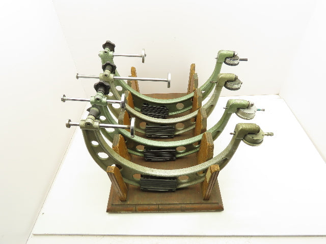 Vintage Tubular Bow Micrometer 2.3-14" Outside Dia 0.1mm Dial Gauge Set of 4