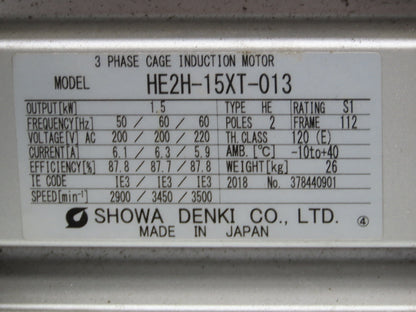 Showa Denki AH-H15HT-R313 Centrifugal Blower Exhaust Fan 2400 CFM 2Hp 220V 3Ph