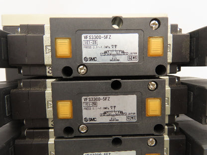 SMC VFS3300-5FZ Pneumatic 5-Station Manifold 5/3 Solenoid Valves 24VDC 3/8" NPT