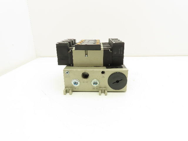 SMC VFS3300-5FZ Pneumatic 5-Station Manifold 5/3 Solenoid Valves 24VDC 3/8" NPT
