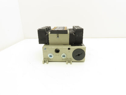 SMC VFS3300-5FZ Pneumatic 5-Station Manifold 5/3 Solenoid Valves 24VDC 3/8" NPT