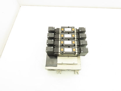 SMC VFS3300-5FZ Pneumatic 5-Station Manifold 5/3 Solenoid Valves 24VDC 3/8" NPT