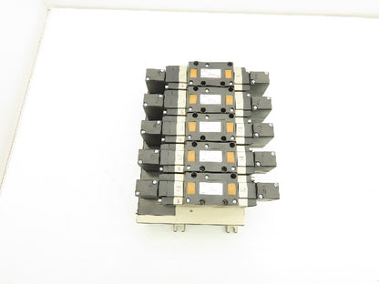SMC VFS4500-5FZ Pneumatic 5-Station Manifold 5/3 Solenoid Valves 24VDC 1/2" NPT