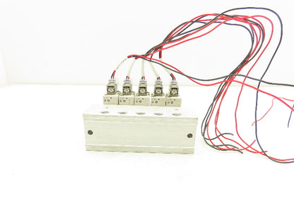 SMC SYJ714-5HZ Pneumatic 5-Station Manifold 3/2 Solenoid Valves 24VDC 1/8" Ports