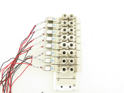 SMC SY5120-5HZ-C6 Pneumatic 10-Station Manifold 5/2 Solenoid Valves 24VDC 1/4"