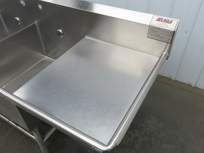 Eagle YSINK Stainless Steel 3 Bay Sink 26x20" Compartment Dual 24" Drainboard