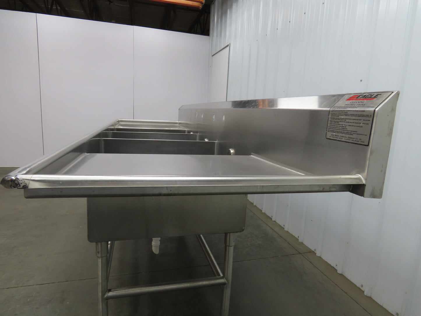 Eagle YSINK Stainless Steel 3 Bay Sink 26x20" Compartment Dual 24" Drainboard