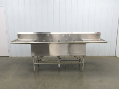 Eagle YSINK Stainless Steel 3 Bay Sink 26x20" Compartment Dual 24" Drainboard