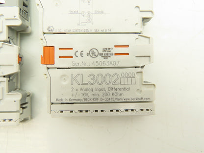 Beckhoff KL3002 Bus Terminal 2-channel Analog Input  ±10V 12 bit  Lot of 2