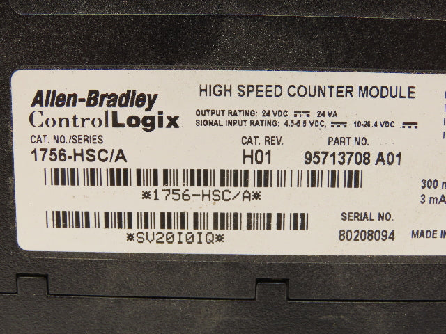 Allen Bradley 1756-HSC/A ControlLogix High Speed Counter Module H01 DC I/O Ser A