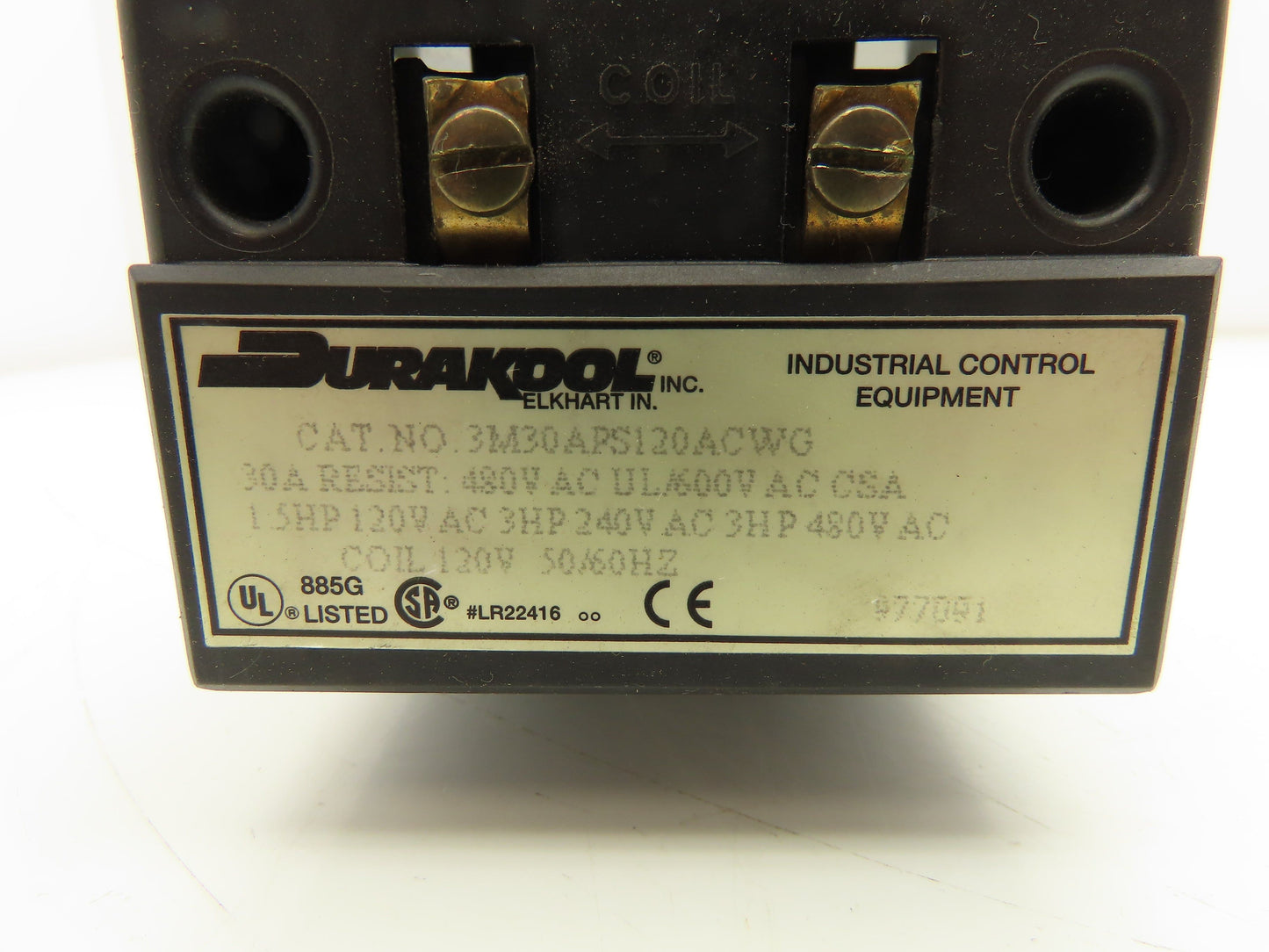 Durakool 3M30APS120ACWG Mercury Relay 3P Contactor 30A 600VAC 120V Coil 3PST-NO