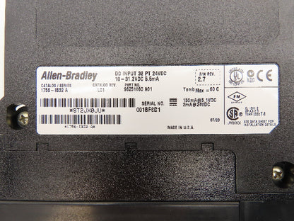 Allen Bradley 1756-IB32/A ControlLogix Input Module L01 32 Point 24VDC Ser.A
