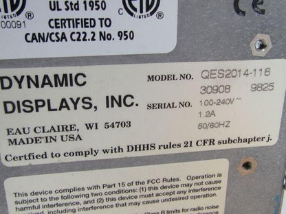 Dynamic Displays QES2014-116 14" Operator Interface Display