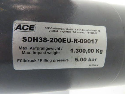 Ace SDH38-200EU-R-09017 Hydraulic Shock Absorber 200mm Stroke Flange Mount 23"L