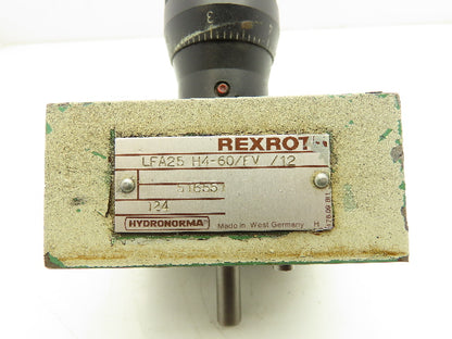 Rexroth LFA25 H4-60/FV/12 Hydraulic Cartridge Valve Control Cover Manual Adjust