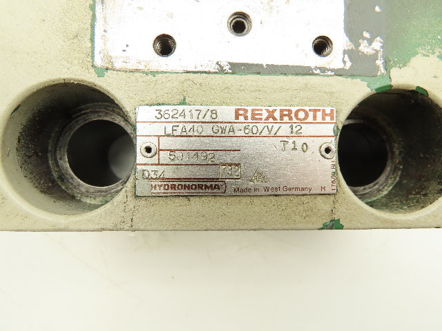 Rexroth LFA40 GWA-60/V/12 Logic 2-Way Cartridge Valve Control Cover