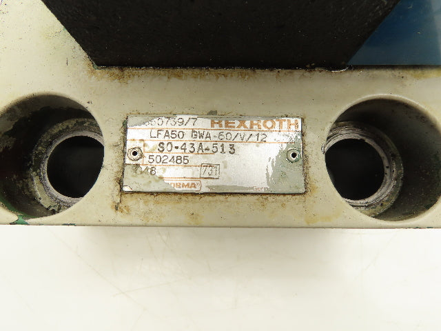 Rexroth LFA50 GWA-60/V/12 Logic Cartridge Valve Solenoid Control Cover 120V