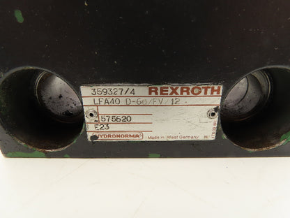 Rexroth LFA40 D-60/FV/12 Logic Cartridge Valve Control Cover
