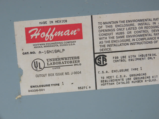 Hoffman A-16N16ALP Wall Mount Electrical Enclosure 16x16" NEMA Type 1 Lot of 3