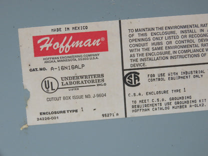 Hoffman A-16N16ALP Wall Mount Electrical Enclosure 16x16" NEMA Type 1 Lot of 3