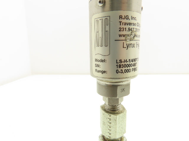 RJG LS-H-1/4NPT-3K Hydraulic Pressure Sensor 3000 PSI