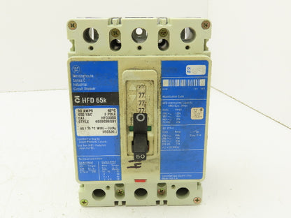 Westinghouse HFD3050 Industrial Circuit Breaker 50 Amp 600V 3 Pole