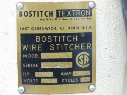 Bostitch 19AW Stanley Bronco Wire Stitcher Saddle Single Head Industrial Stapler
