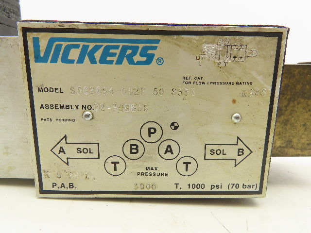 Vickers SDG20S4 012F 50 S553 Directional Control Solenoid Valve Spring Lever