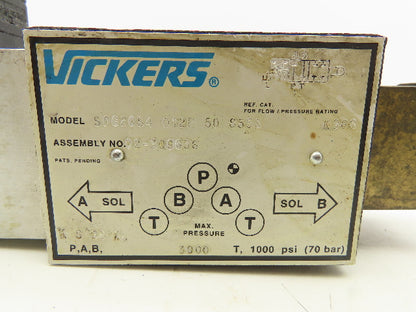 Vickers SDG20S4 012F 50 S553 Directional Control Solenoid Valve Spring Lever