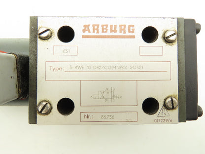 Arburg 5-4WE10 D32/CG24N9K4 Directional Control 4/2 Solenoid Valve 24VDC