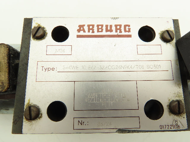 Arburg 5-4WE10 E67-32/CG24N9K4/T08 Directional Control 4/3 Solenoid Valve 24VDC