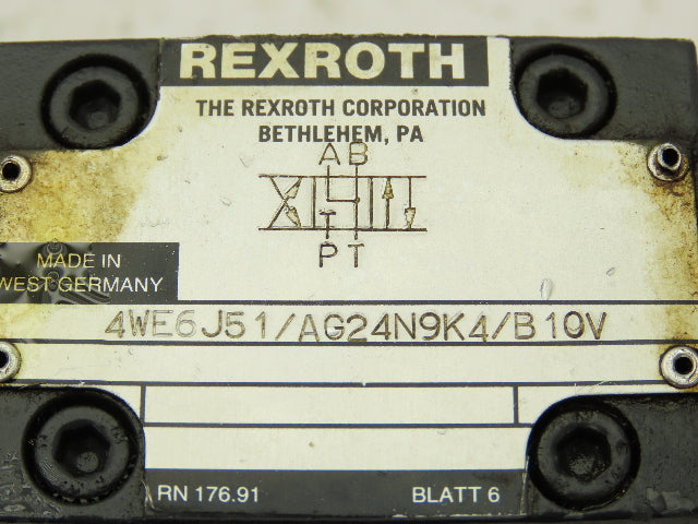 Rexroth 4WEH10E40/6AG24N9ETK4 Directional Solenoid Valve 4WE6J51/AG24N9K4/B10V