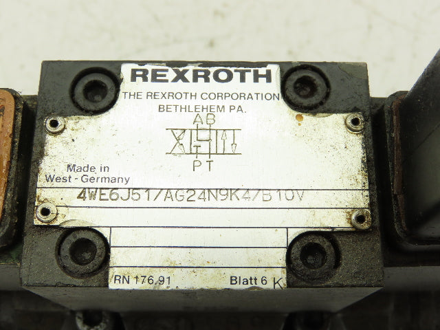 Rexroth 4WEH10E40/6AG24N9ETK4 Directional Solenoid Valve 4WE6J51/AG24N9K4/B10V