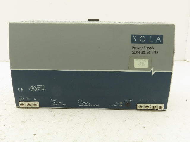Sola SDN20-24-100 Power Supply Unit 24VDC 20A Output 115/230V Input 600W