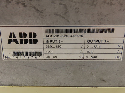 ABB ACS201-6P6-3-00-10 ACS 200 AC VFD Drive 480V 10A Broken Cover