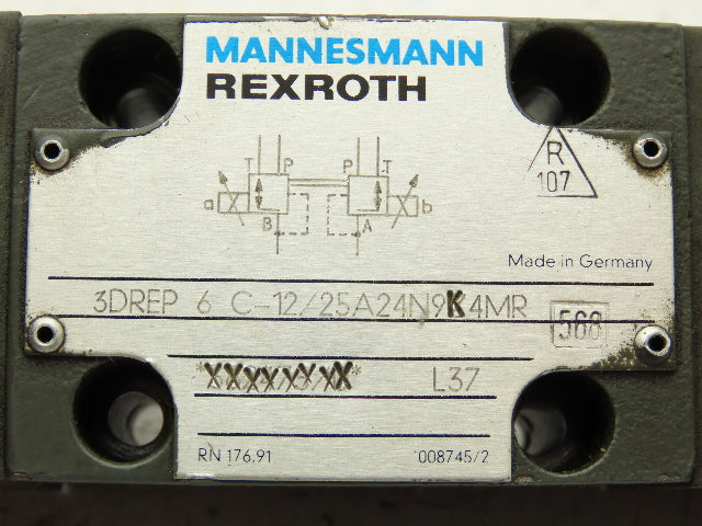 Rexroth 3DREP 6 C-12/25A24N9K4MR Proportional Reducing Solenoid Valve 24VDC