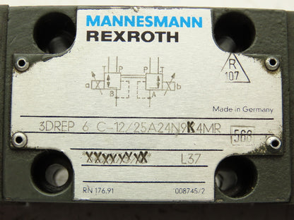 Rexroth 3DREP 6 C-12/25A24N9K4MR Proportional Reducing Solenoid Valve 24VDC