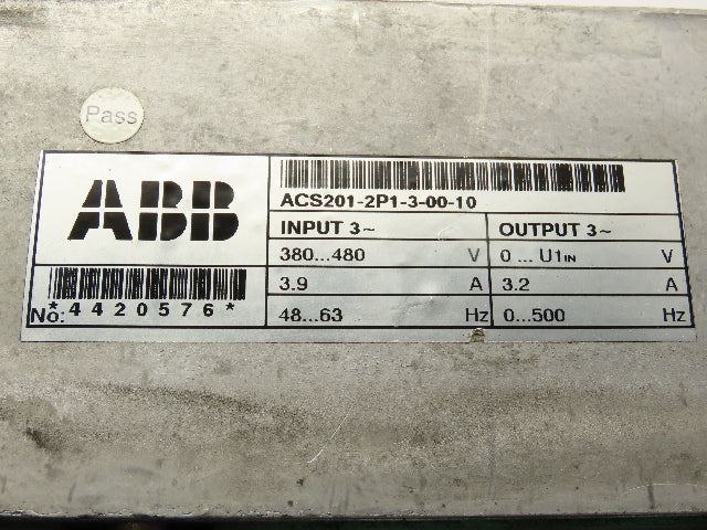 ABB ACS201-2P1-3-00-10 ACS 200 AC VFD Drive 480V 3.2A Missing Cover