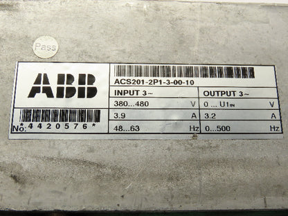 ABB ACS201-2P1-3-00-10 ACS 200 AC VFD Drive 480V 3.2A Missing Cover