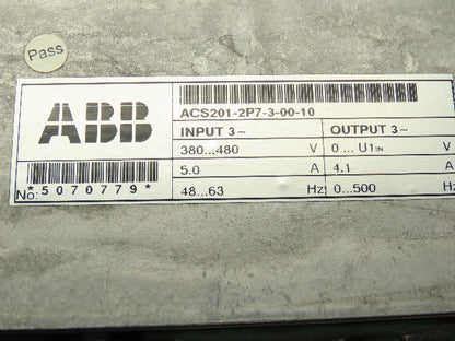 ABB ACS201-2P7-3-00-10 ACS 200 AC VFD Drive 480V 10A Broken Missing Cover