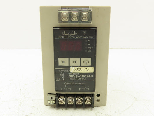Omron S8VS-18024B Switch Mode Power Supply In 100-240VAC Out 24VDC 7.5A