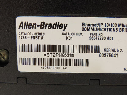 Allen Bradley 1756-ENBT Ethernet/IP Communications Bridge F/W REV 3.3 Series A
