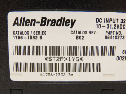Allen Bradley 1756-IB32 ControlLogix DC Input Module 32pt F/W 3.5 REV B02 Ser B
