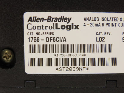 Allen Bradley 1756-OF6CI ControlLogix Analog Isolated Output 6 Point Ser A