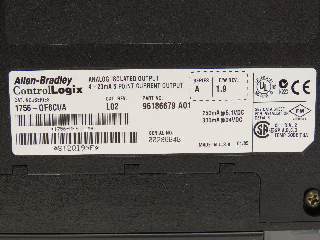 Allen Bradley 1756-OF6CI ControlLogix Analog Isolated Output 6 Point Ser A