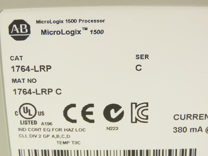 Allen Bradley 1764-LRP MicroLogix 1500 Processor Unit Series C FW 12