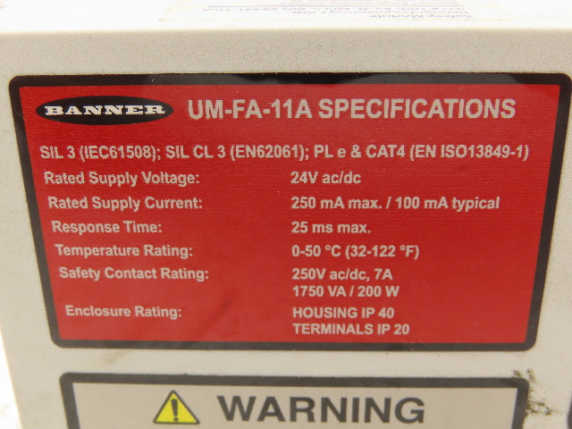 Banner UM-FA-11A Safety Relay Module For Safety Light Curtain 24V AC/DC 250V 7A