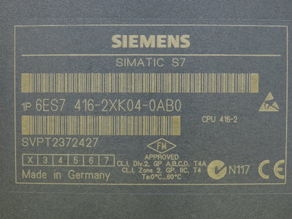 Siemens 6ES7416-2XK04-0AB0 Simatic S7 Processor CPU 416-2 5-15VDC