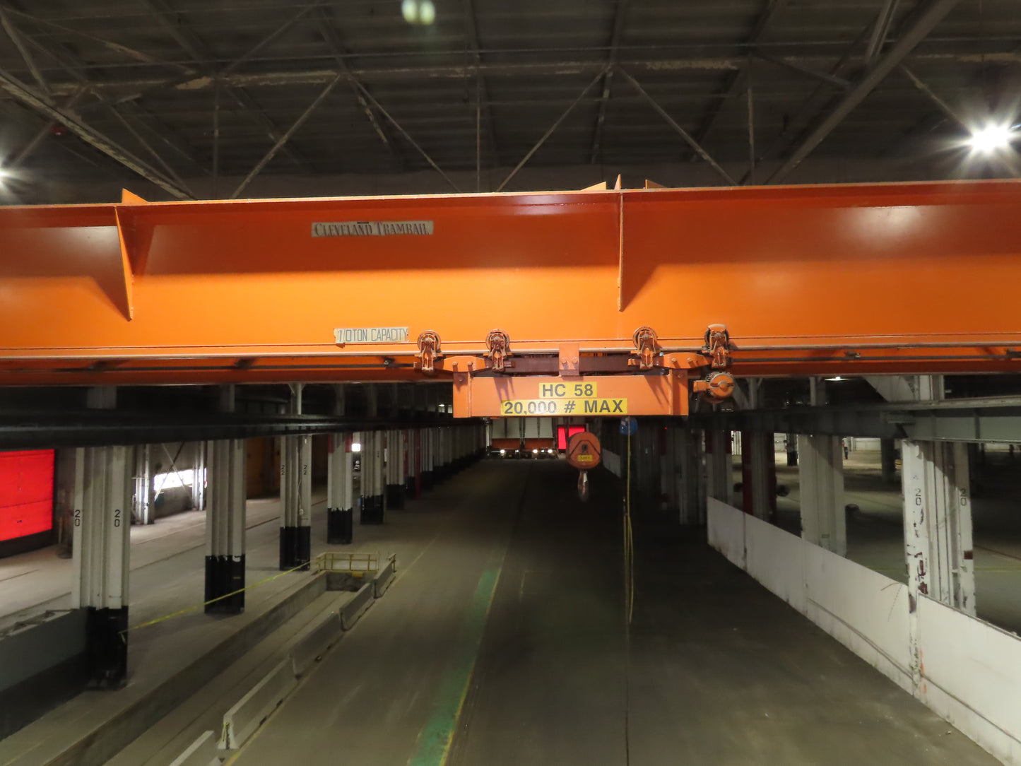 Cleveland Tramrail P&H 10 Ton Double Girder Top Running Bridge Crane 76' Span
