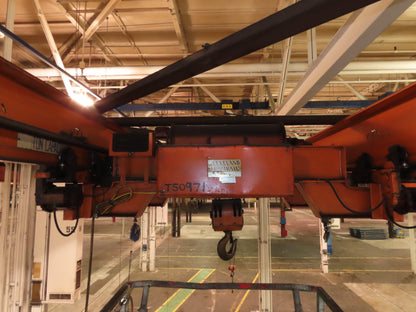 Cleveland Tramrail 11 Ton Double Girder Underhung Bridge Crane 34' 10" Span
